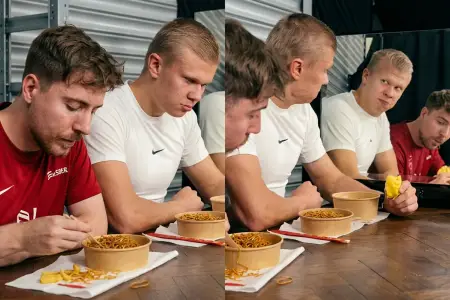 Haaland məşhur internet memini MrBeast ilə canlandırdı